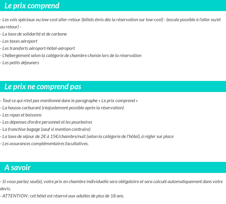 Conditions tarifaires