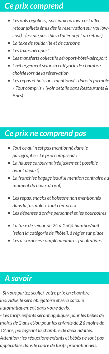 Conditions tarifaires