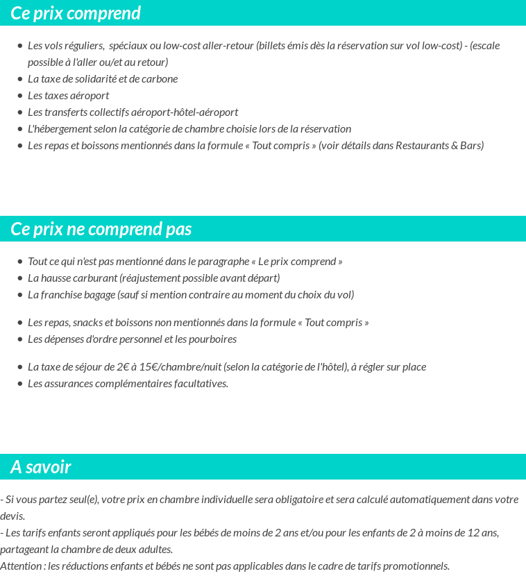 Conditions tarifaires