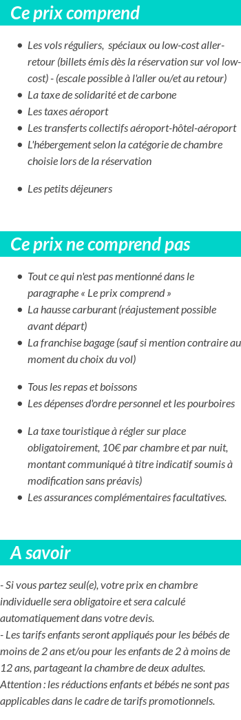 Conditions tarifaires