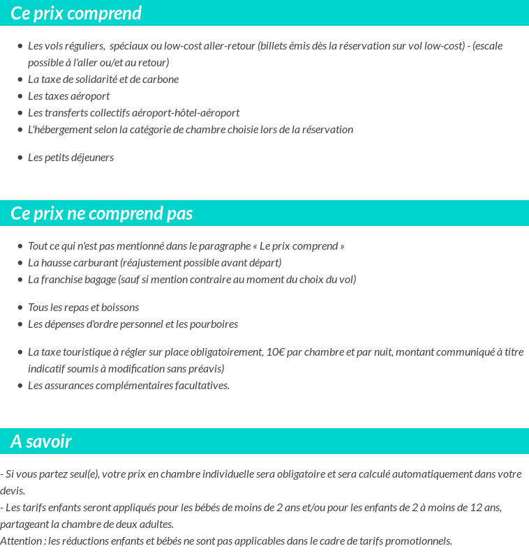 Conditions tarifaires
