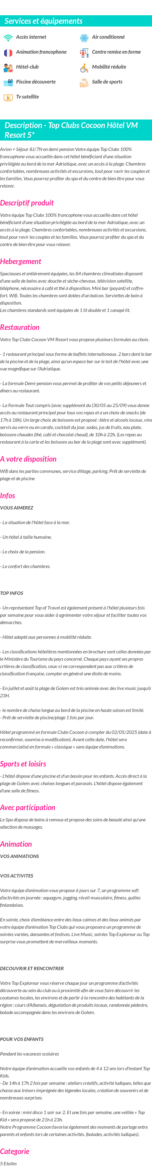 Détails du séjour