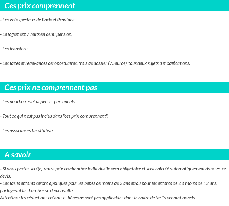 Conditions tarifaires
