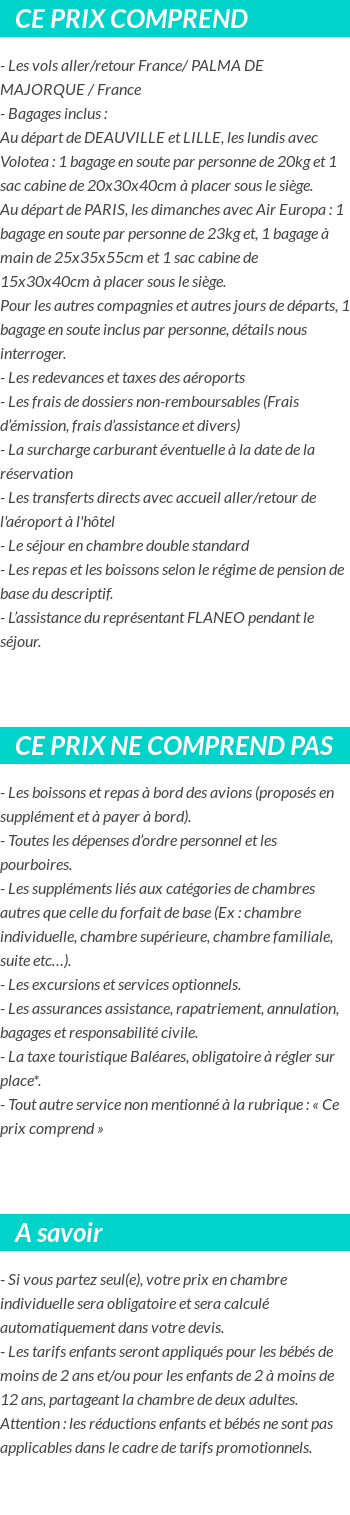Conditions tarifaires