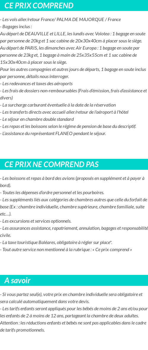 Conditions tarifaires