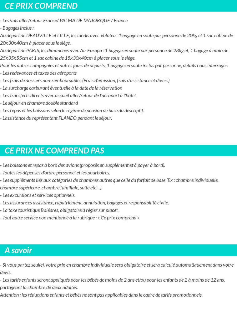 Conditions tarifaires