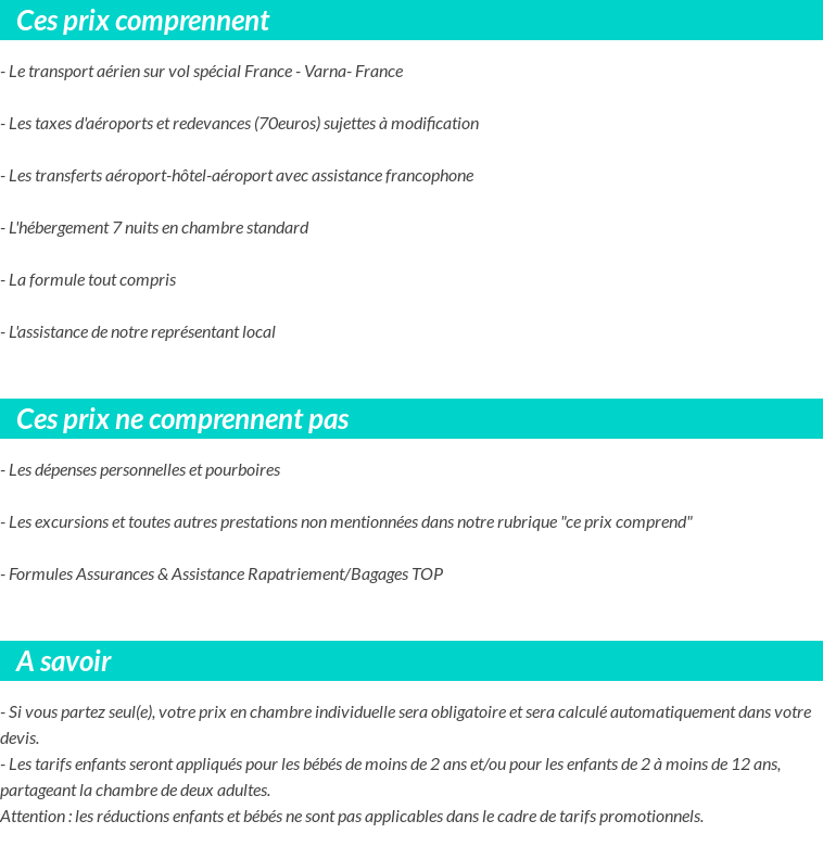 Conditions tarifaires