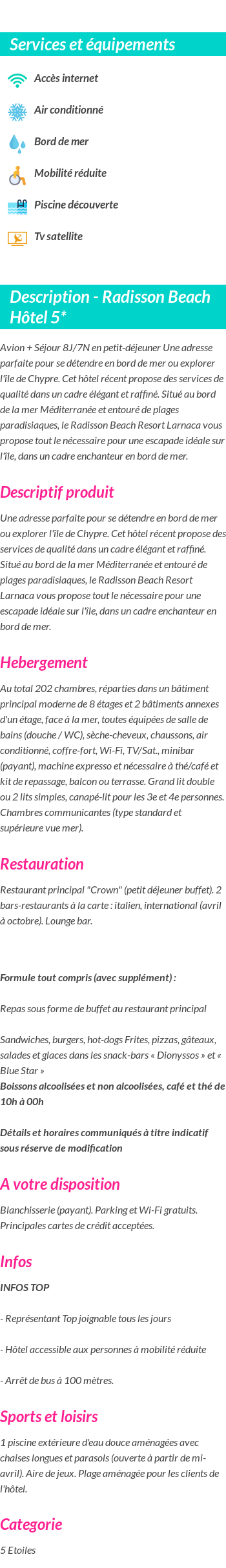 Détails du séjour
