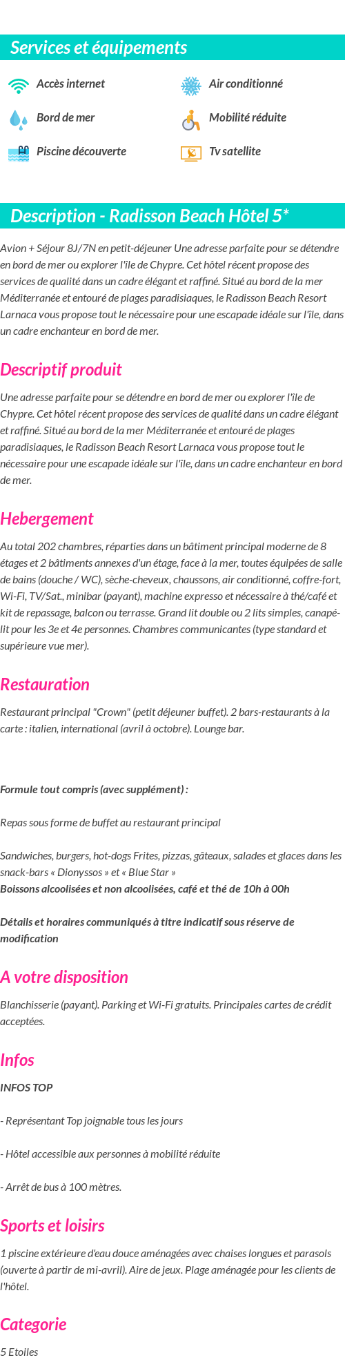 Détails du séjour