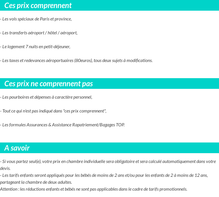 Conditions tarifaires