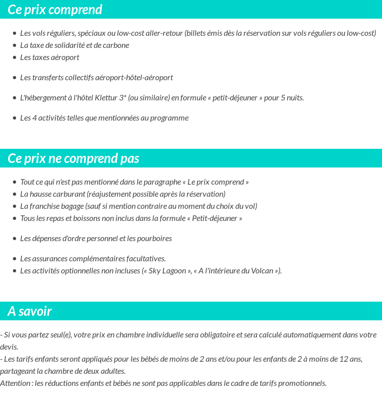 Conditions tarifaires