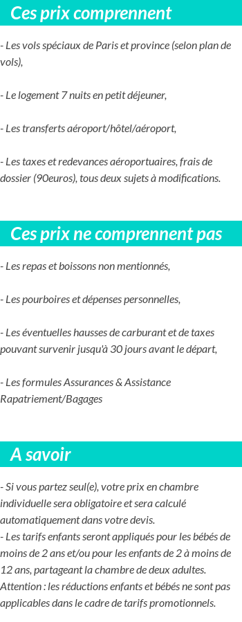 Conditions tarifaires