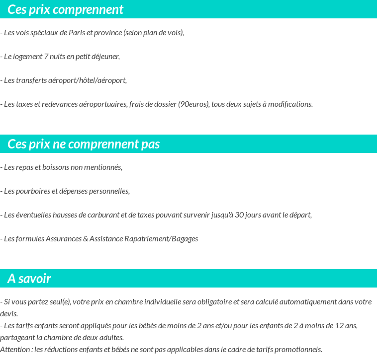 Conditions tarifaires