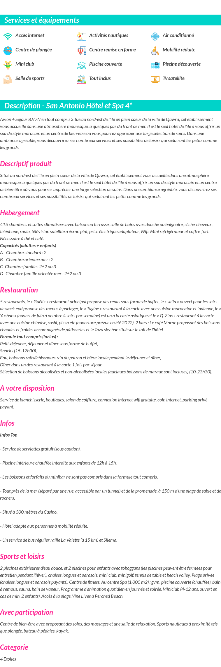 Détails du séjour