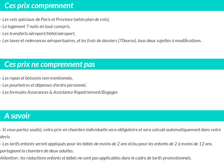 Conditions tarifaires