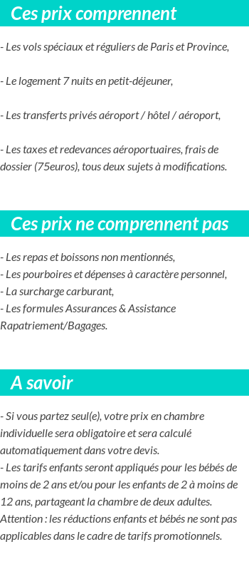 Conditions tarifaires