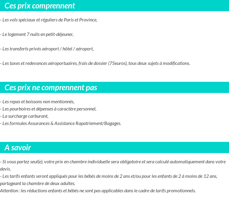 Conditions tarifaires