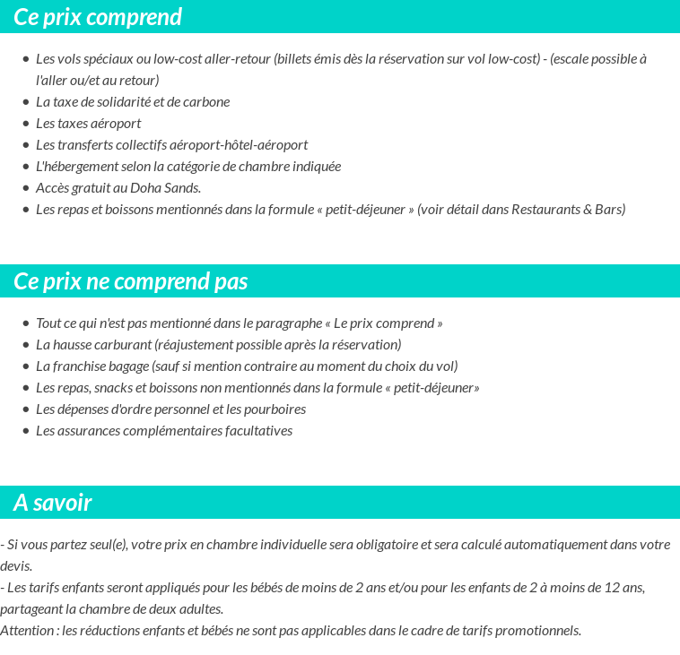 Conditions tarifaires
