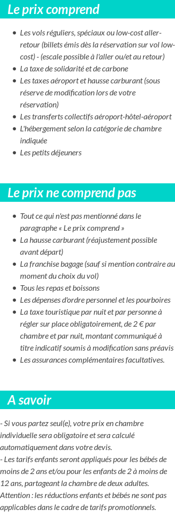 Conditions tarifaires