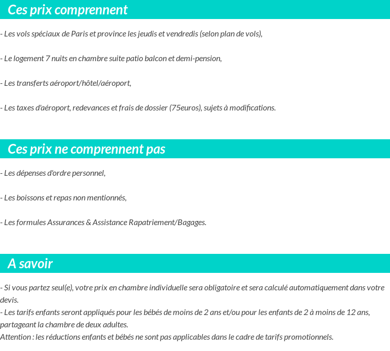 Conditions tarifaires