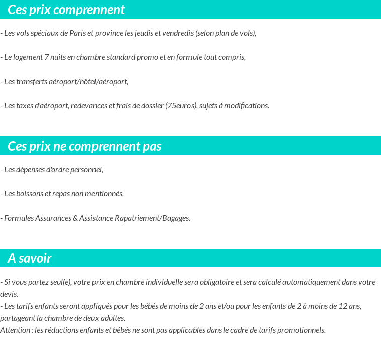 Conditions tarifaires