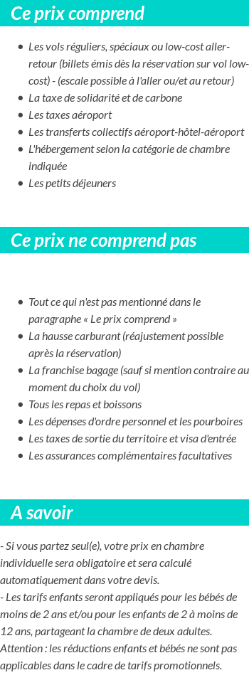 Conditions tarifaires