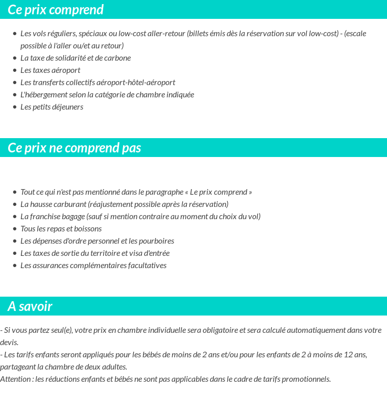 Conditions tarifaires