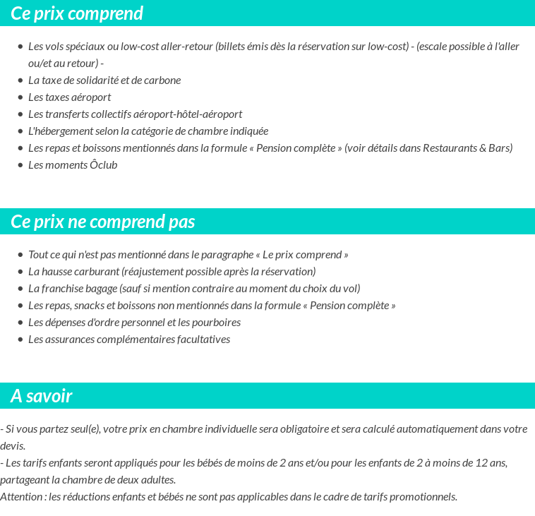 Conditions tarifaires