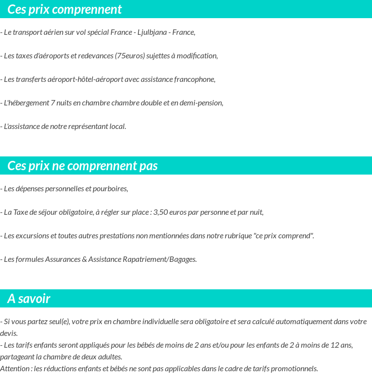Conditions tarifaires