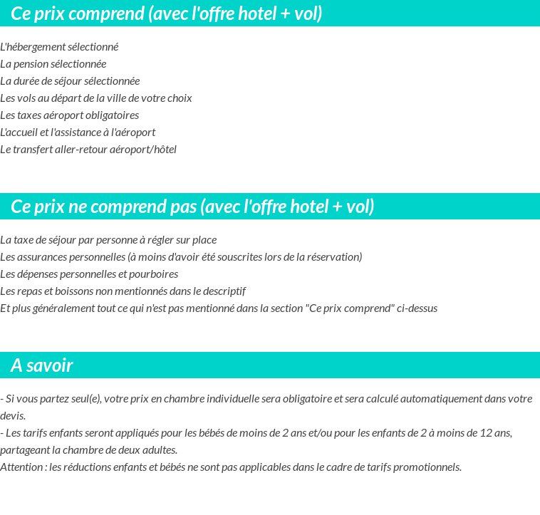 Conditions tarifaires