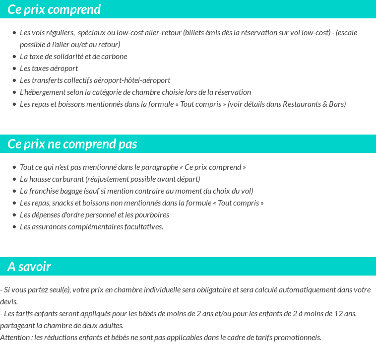 Conditions tarifaires