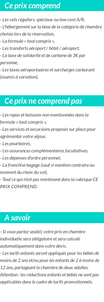 Conditions tarifaires