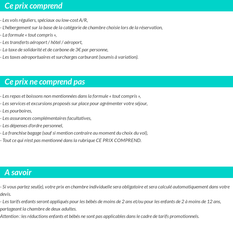 Conditions tarifaires