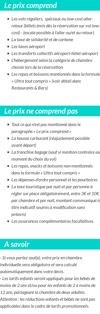Conditions tarifaires
