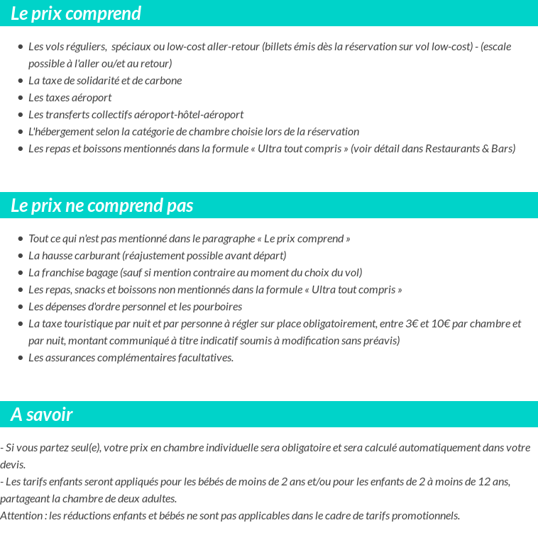 Conditions tarifaires