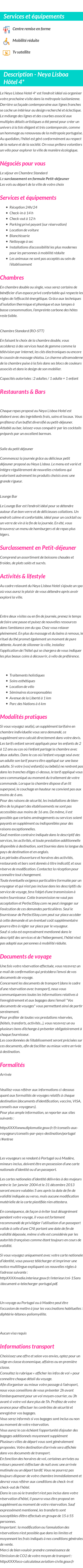 Détails du séjour