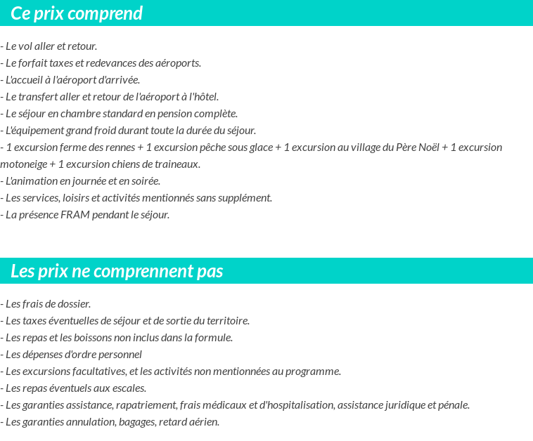 Conditions tarifaires
