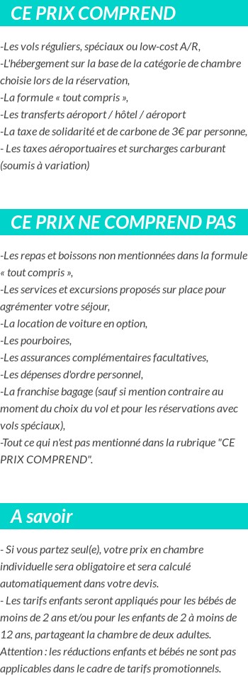 Conditions tarifaires