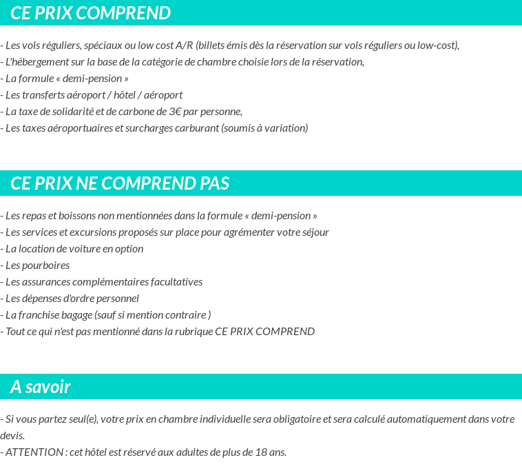 Conditions tarifaires