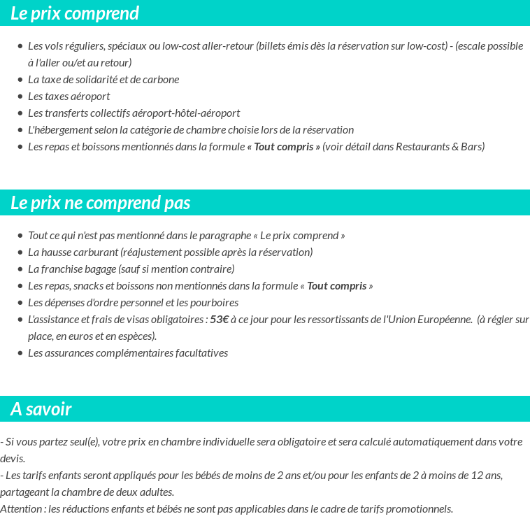 Conditions tarifaires