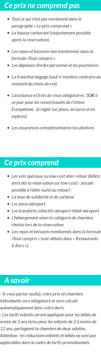 Conditions tarifaires