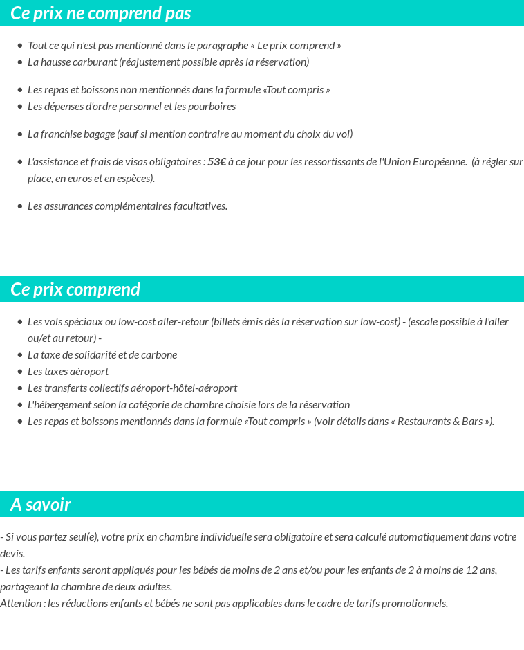 Conditions tarifaires