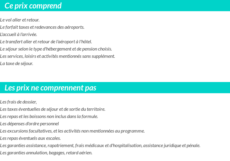 Conditions tarifaires