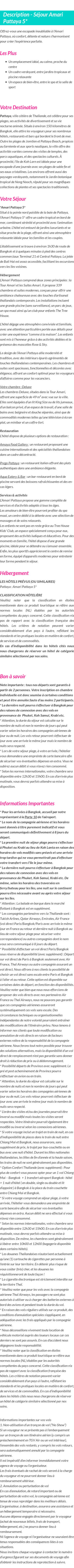 Détails du séjour