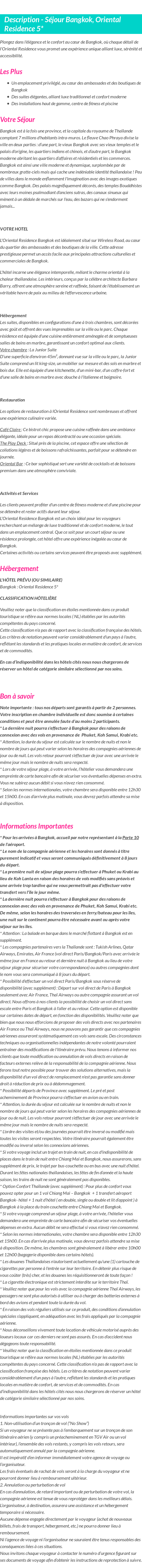 Détails du séjour