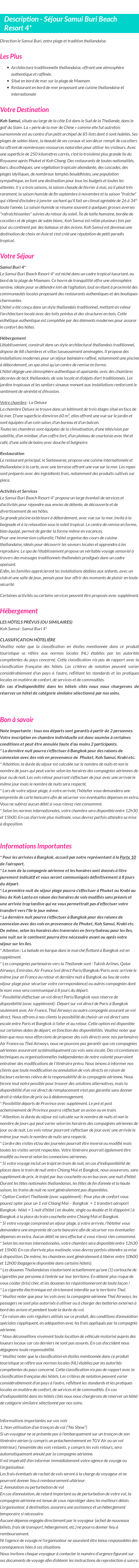 Détails du séjour