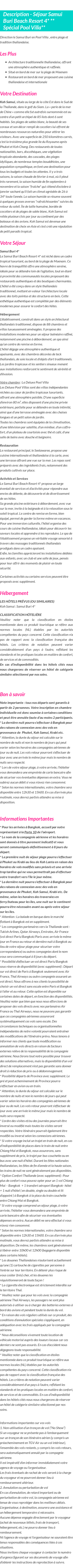 Détails du séjour