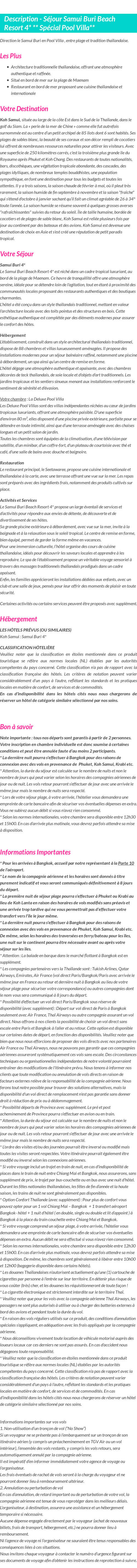 Détails du séjour