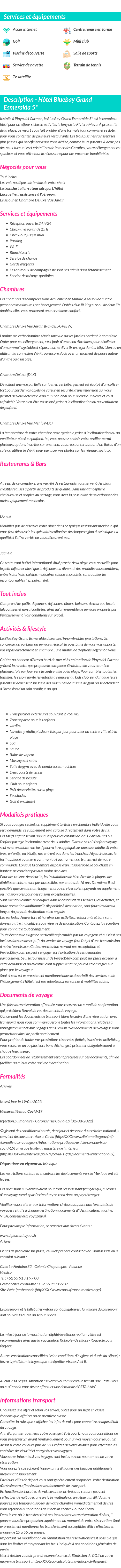Détails du séjour