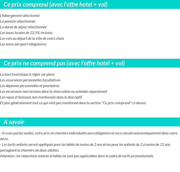 Conditions tarifaires